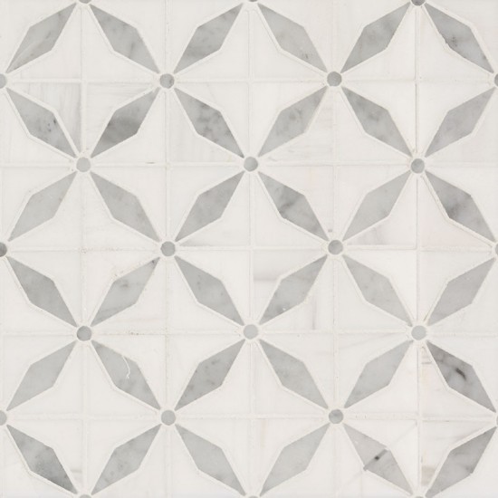 Bianco Starlite Polished 12x12 White & Grey Marble Mosaic Tile