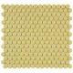London Yellow Penny Round Glossy Porcelain Mosaic Floor and Wall Tile (10.2 sq. ft. / case)