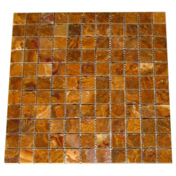 1x1 Brown Onyx Polished Mosaic Tile | Floor | Wall | Bath | Kitchen | Living Room | Accent Wall