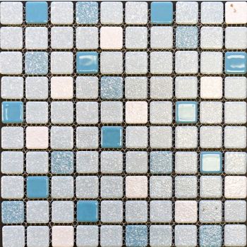 Aquatic Sky Blue 1X1 Square Porcelain Mosaic Tile Round Corner With Crystalline Finish