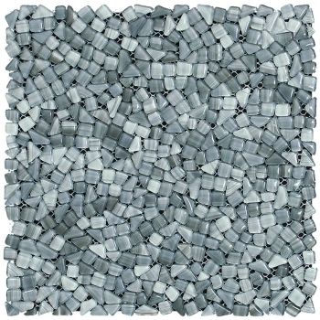 Angelite Pebble Pattern Grey Glass Mesh mounted Mosaic Tile