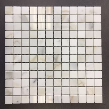 1 in. x 1 in. Calacatta Gold Polished Marble Mesh Mounted Mosaic Tile | Wall | Backsplash | Bathroom | Kitchen | Shower