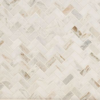 1"x 2" Arabescato Venato White Herringbone Honed Marble Mosaic Tile | Wall | Backsplash | Accent Wall