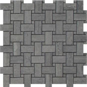 1 in. x 2 in. Bluewood Basketweave with Bluewood Dot Honed Marble Mosaic Tile | Floor | Wall | Accent | Backsplash | Shower