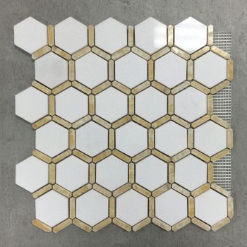 2" x 2" Thassos White Marble Honeycomb Polished Marble Mosaic Tile