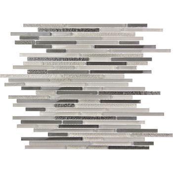 Cascades Grey Mist Random Strip Glass Mosaic Tile