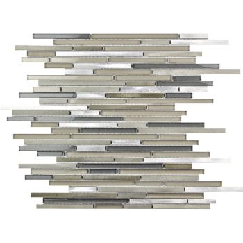 Cascades Wisp Grey Random Strip Glass & Metal Mosaic Tile