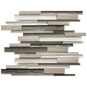 Falling Water Putty Interlocking Pattern Glass and Stone Mosaic Tile