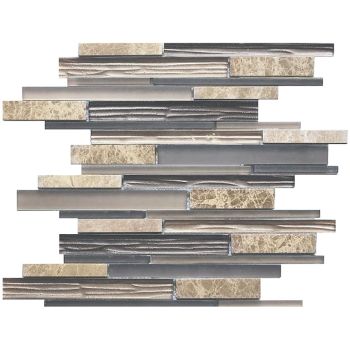 Falling Water Cliff Interlocking Pattern Glass and Stone Mosaic Tile