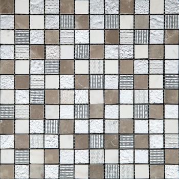 1x1 Mirage Multicolor Glass, Resin and Stone Mosaic Tile