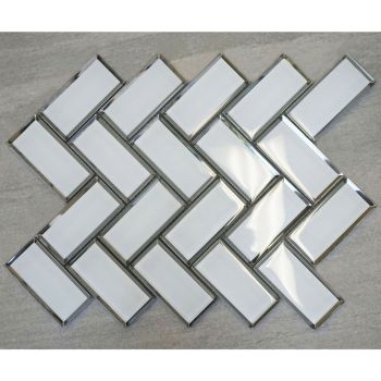 2" x 4" Glass Herringbone / Chevron Mosaic Tile | Kitchen | Bathroom | Shower | Wall | Backsplash | Accent Wall
