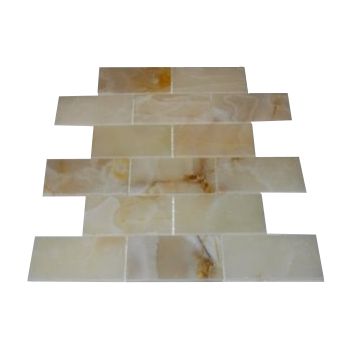 2x4 Rustic White Onyx Polished Mosaic Tiles on the Mesh Sheet
