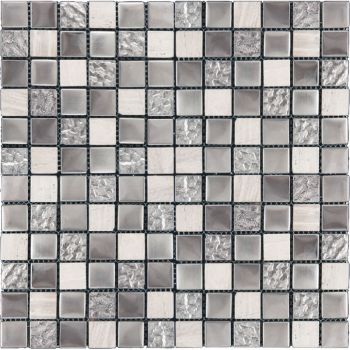 1x1 Blaze Platinum Multi Color Glass and Stone Mosaic Tile