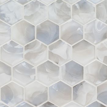Akoya Pearl 3" Hexagon Glass Mosaic Tile | Wall | Backsplash | Accent Wall | Countertop