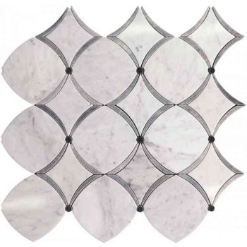 Trellis White Marble Polished Waterjet Mosaic Tile