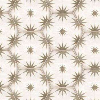 8" x 9" Symmetry Hexagon Deco Taupe Matte Porcelain Tile | Wall | Backsplash | Bathroom | Kitchen | Shower |