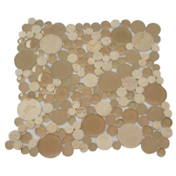 Random Circle Brownie Beige Crema Marfil Marble & Glass Tile