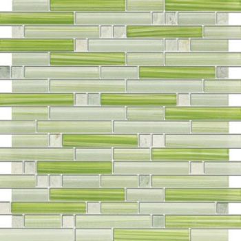 Random Strip Apple Martini Green Marble & Green Glass Tile