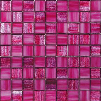 Mondrian Fuscia Square Mesh Mounted Glass Mosaic Tile