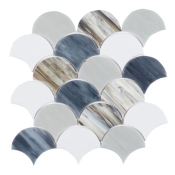 9.5" x 9.75" Newport Beach Fish Scale Mosaic Tile