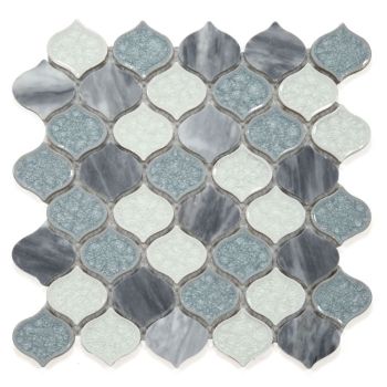 11 in. x 11 in. Van Gogh Beach Arabesque Glass Mosaic Tile | Kitchen | Shower | Wall | Bathroom 