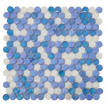 Laguna Beach Penny Round Glass Mosaic Tile | Pool Rated Tile | Backsplash | Shower | Kitchen | Bathroom | Wall | Accent Wall | Exterior Wall