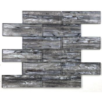 Casale Shell Silver Large Linear Glossy Glass Mosaic Tile | Shower | Wall | Kitchen | Bathroom | Backslash 