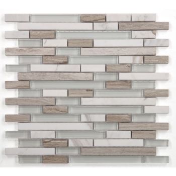Linear Loft Glossy White Glass Mosaic Tile | Kitchen | Bathroom | Shower | Wall | Floor | Backsplash