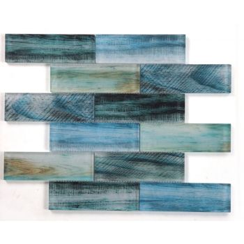 2 in. x 6 in. Art Wood Forest Brick Glass Mosaic Tile | Kitchen | Backsplash | Bathroom | Shower | Wall 