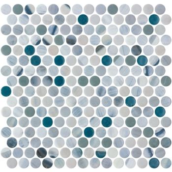 Vanguard Penny Bluish Grey Glass Mosaic Tile | Pool Rated | Kitchen | Bathroom | Shower | Floor | Wall 