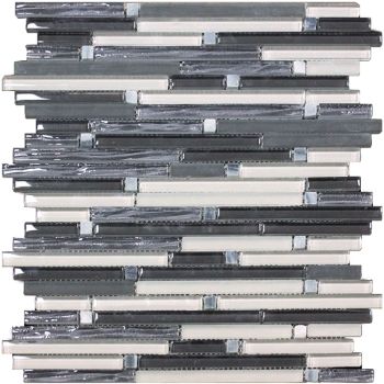 Cascades Grafitti Grey Random Glass and Stone Mosaic Tile