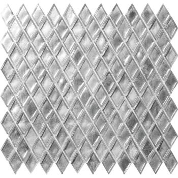 Diamond Pattern Silver Glossy Glass Mosaic Tile