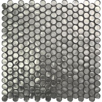 Ronda Silver Matte Penny Round Glass Mosaic Tile | Pool Rated | Wall | Floor | Kitchen | Shower
