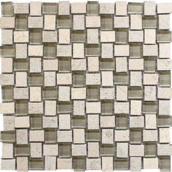 Balinese Crema Marfil Marble Beige Glass Mosaic Tile