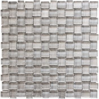 Batik Wooden Grey Glass Mosaic Tile