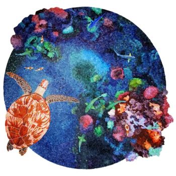  72" x 75" Blue Grotto Artistry Glass Pool Tile