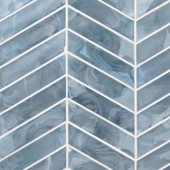 Blue Shimmer Chevron 6mm Glass Mosaic Tile | Wall | Backsplash | Countertop | Shower | Accent Wall