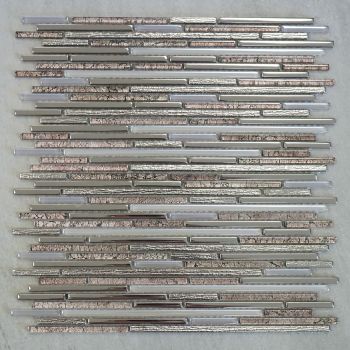 Random Pin Strip Pattern Glazed Bronze Glossy Glass Mosaic Tile