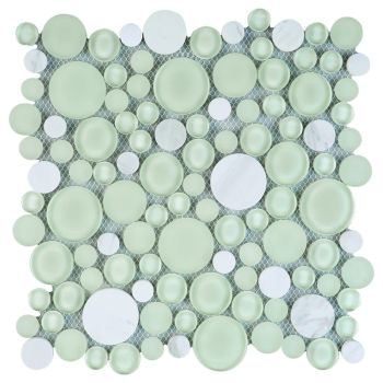 Bubble Art 10.5" x 10.5" Random Marble & Glass Mosaic Tile | Backsplash | Shower | Kitchen | Bathroom | Wall 