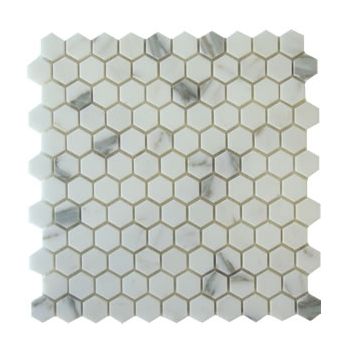 1" x 1" Italian Premium Calacatta Marble Hexagon Polished Mosaic Tile | Kitchen | Bathroom | Shower | Wall 
