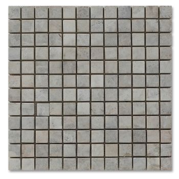 1x1 Cappuccino Tumbled Marble Mesh Mounted Mosaic Tile