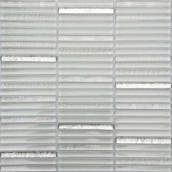 Allure White and Silver Brick Pattern Glass Mosaic Tile