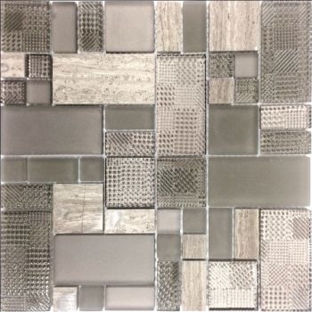 Reef Sandy Grey Glass and Stone Mosaic Tile