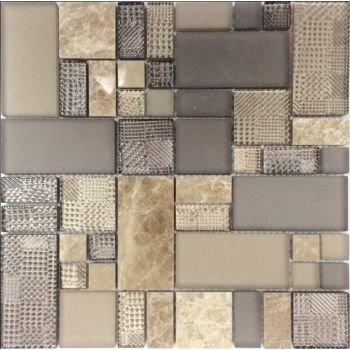 Reef Cliff Brown Glass and Stone Mosaic Tile