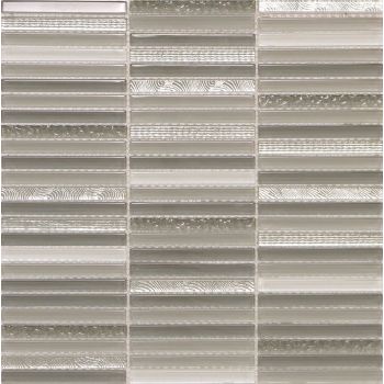 Galaxy Silver and Grey Brick Pattern Glass Mosaic Tile