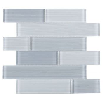 11.75x11.75 Casale Goose Light Grey Shining Glass Polished Mosaic Tile
