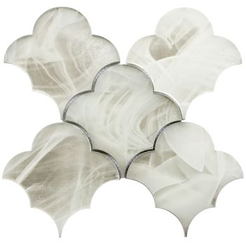 Silver White Atlas Cloud Pattern Glass Mosaic Tile
