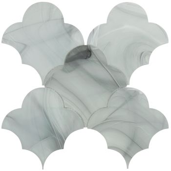 Atlas Grey & White Cloud Pattern Glass Mosaic Tile