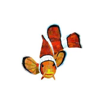  8" x 9" Clown Fish Artistry Glass Pool Tile