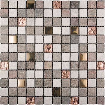 1x1 Copper Canyon Grey Metal Mesh Mounted Mosaic Tile
